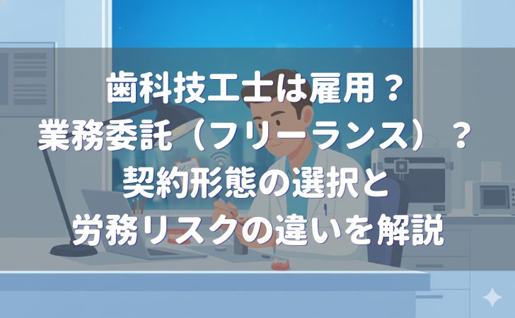 歯科技工士は雇用契約と業務委託（フリーランス）契約どちらを選ぶ？労務リスクの違いなどを解説