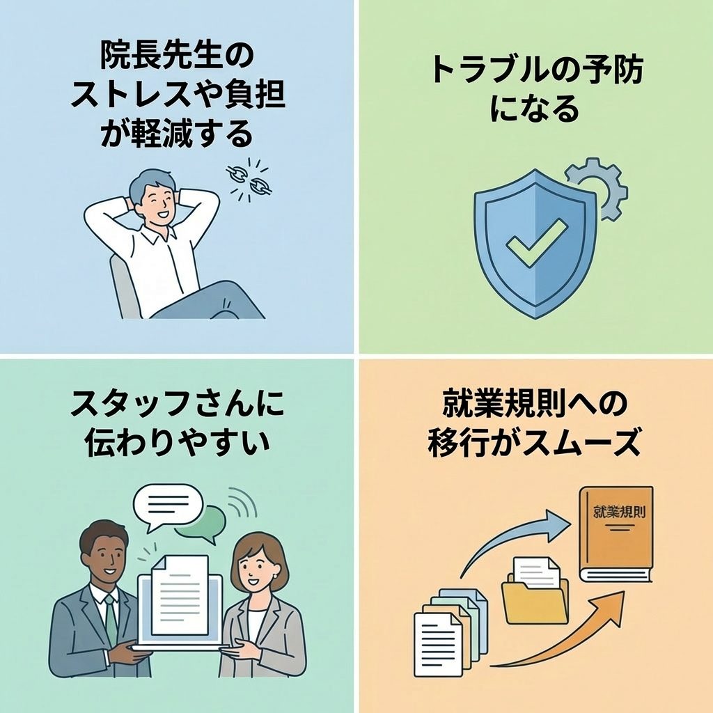 ルールブックの4つのメリットを分かりやすく解説した図